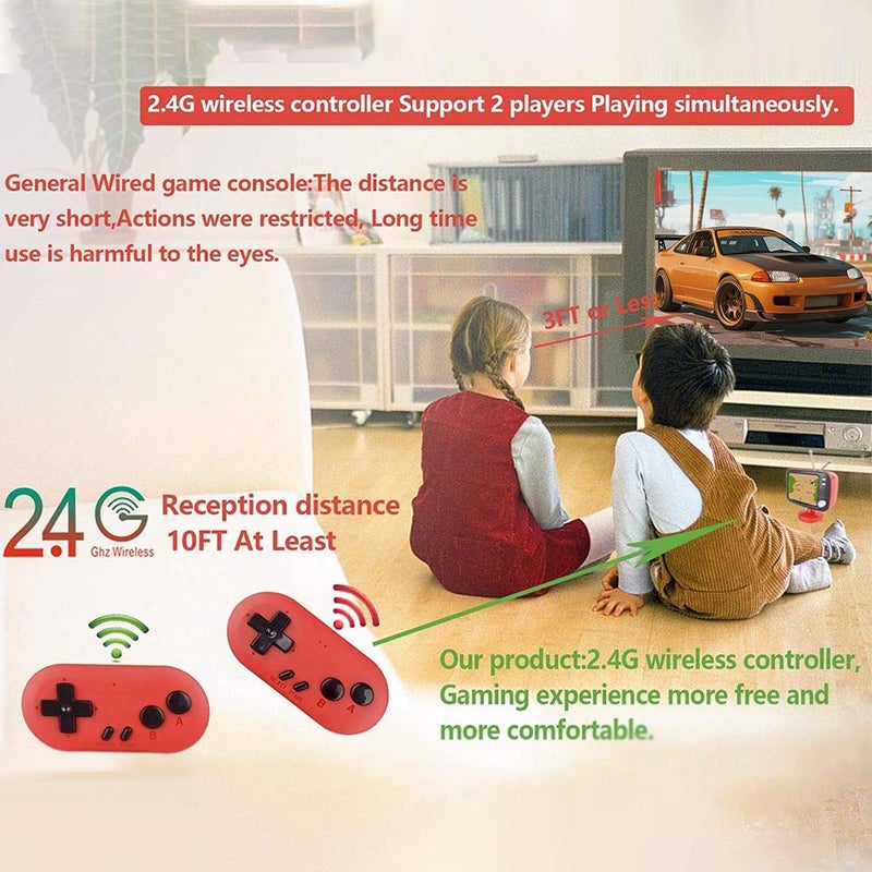 Retro Game Console with 300 Built-in Retro Video Games, Mini TV Games Console with Wireless Controllers, Old School Vintage Video Game System for Kids and Adults - Image 4